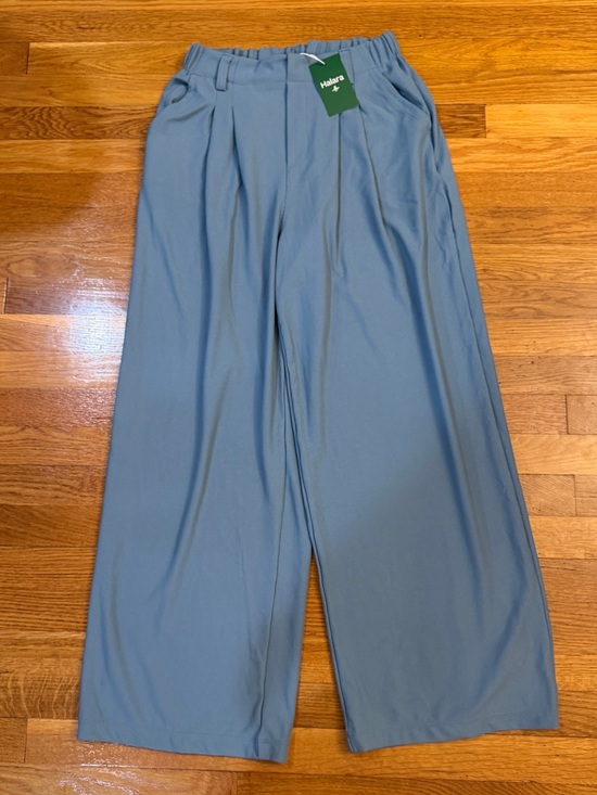 HALARA Pants - Halara Flex High Waisted Pocket Wide Leg Waffle Work Pants Light Blue Size S NWT